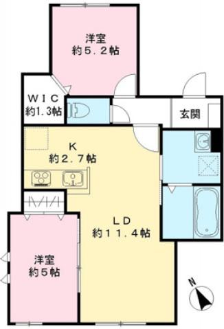 ラパン・ドゥ(2LDK/2階)の間取り写真