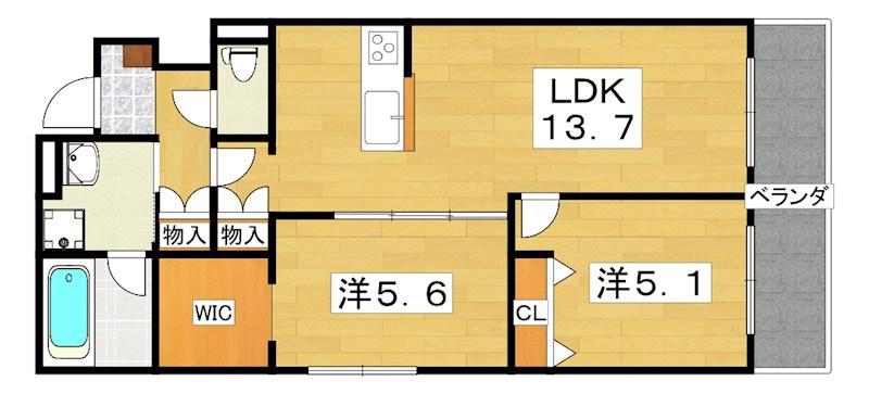 へーベルメゾン 星田駅前(2LDK/2階)の間取り写真