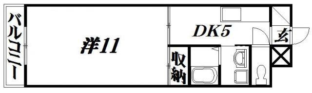 リンボック(1DK/2階)の間取り写真