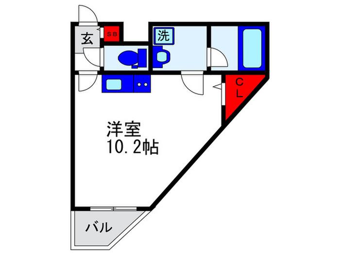 グランヴェルデ岡町(ワンルーム/2階)の間取り写真