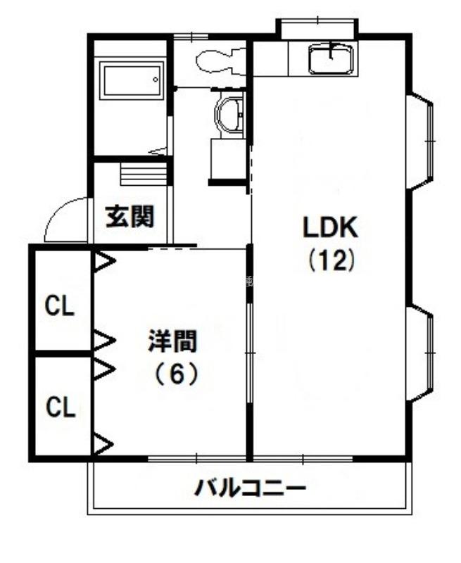 レアール早出B(1LDK/2階)の間取り写真