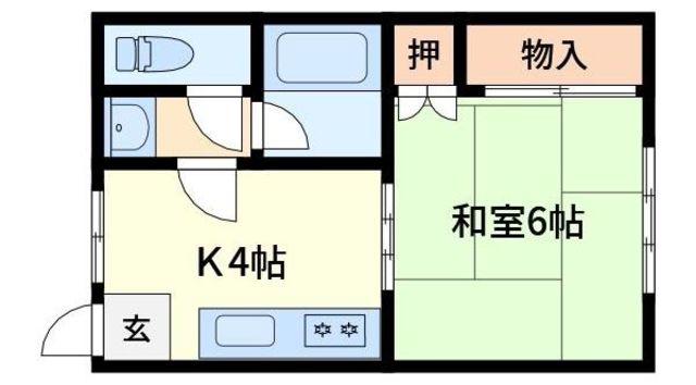 清水ハイツ(1K/2階)の間取り写真