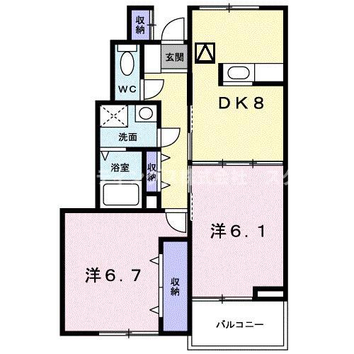 アルベール ヴィラI(2DK/1階)の間取り写真