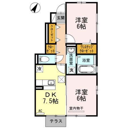 アルデバラン(2DK/1階)の間取り写真