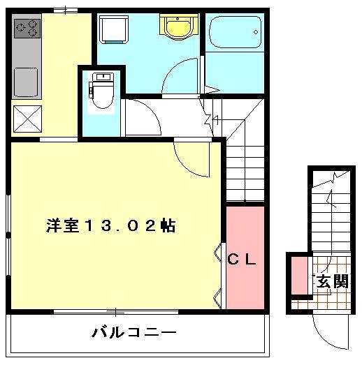 グリーンコート日進2号棟(1K/2階)の間取り写真