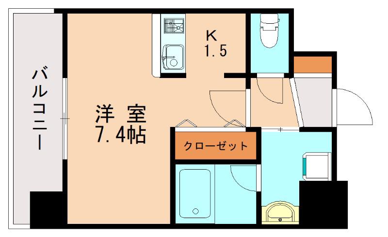 エンクレスト博多REY(1K/2階)の間取り写真