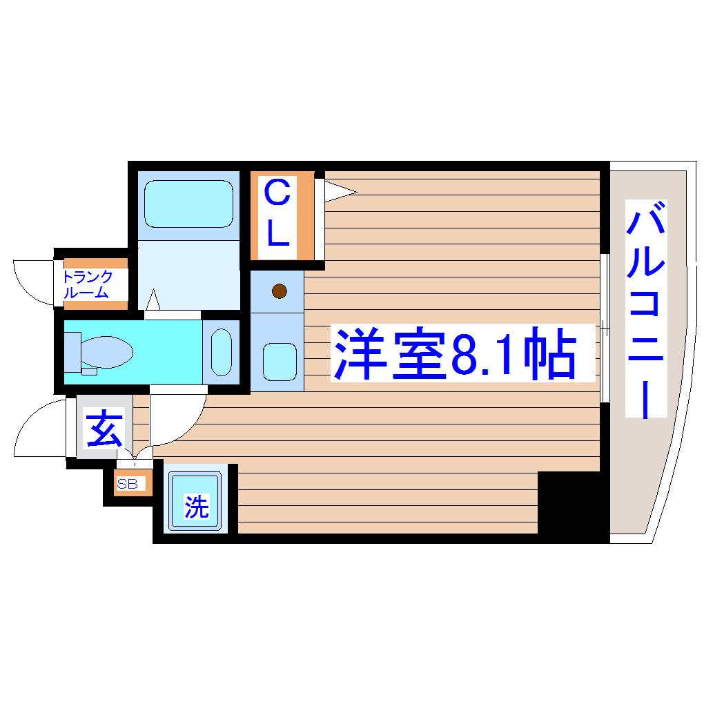 アルファネクスト大和町(ワンルーム/8階)の間取り写真