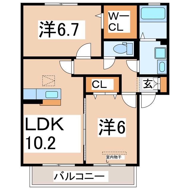 パークハイムABC(2LDK/2階)の間取り写真