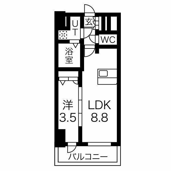 ファステート東別院シュプール(1LDK/10階)の間取り写真