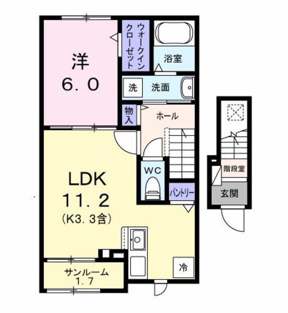 ソフィアツー(1LDK/2階)の間取り写真