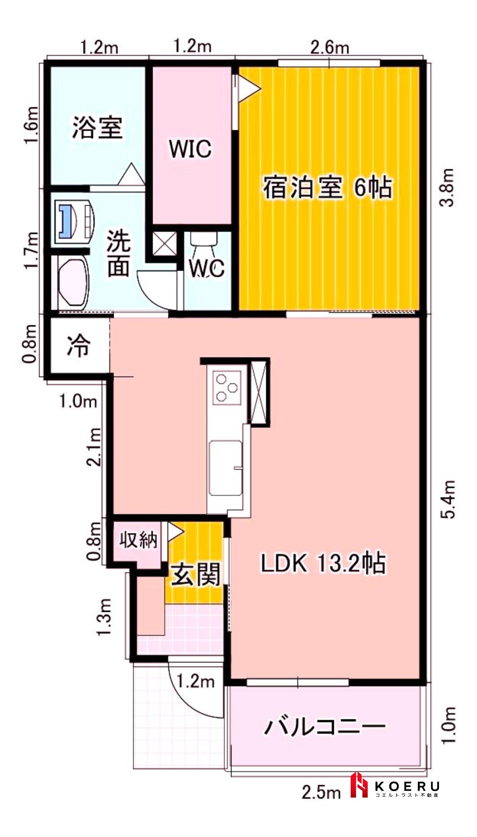 岡山電軌清輝橋線 清輝橋駅 徒歩42分 2階建 築8年(1LDK/1階)の間取り写真