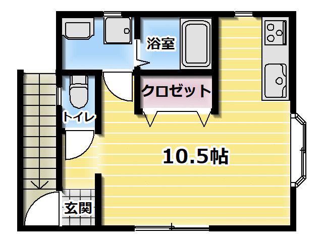 Kフラッツ(ワンルーム/2階)の間取り写真