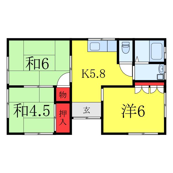 加藤アパート(3K/1階)の間取り写真