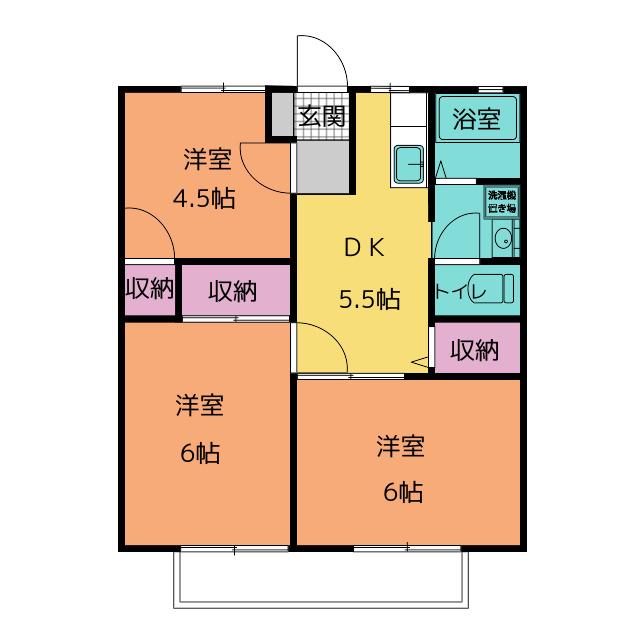 パナハイツ大門(3DK/2階)の間取り写真