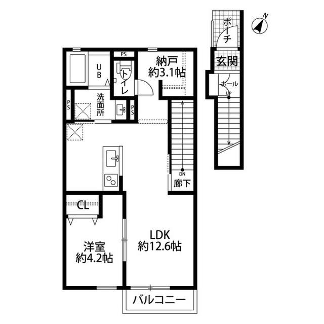 DURA CASA 下保谷(1SLDK/2階)の間取り写真
