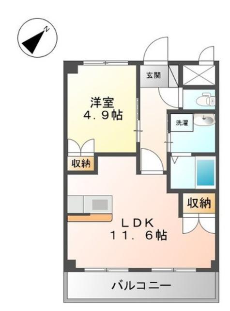 セゾンコアTN(1LDK/1階)の間取り写真