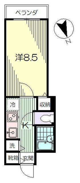 ボヌール等々力(1K/3階)の間取り写真