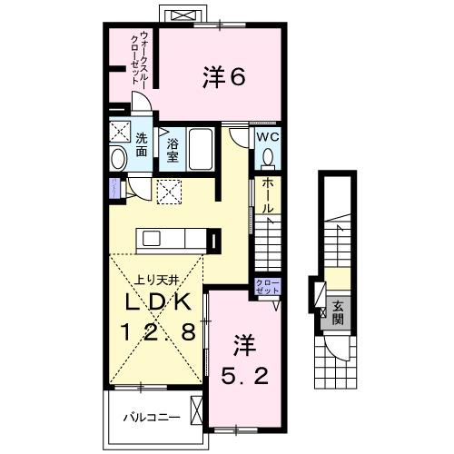 リベルテ(2LDK/2階)の間取り写真