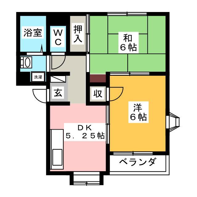 グランドール・ビルズB(2DK/1階)の間取り写真