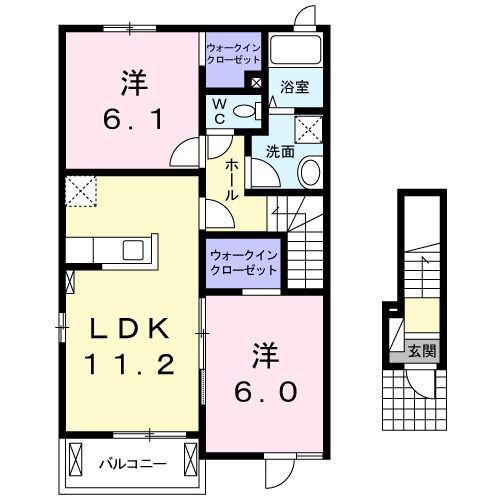 ロイヤルマウンテンII(2LDK/2階)の間取り写真