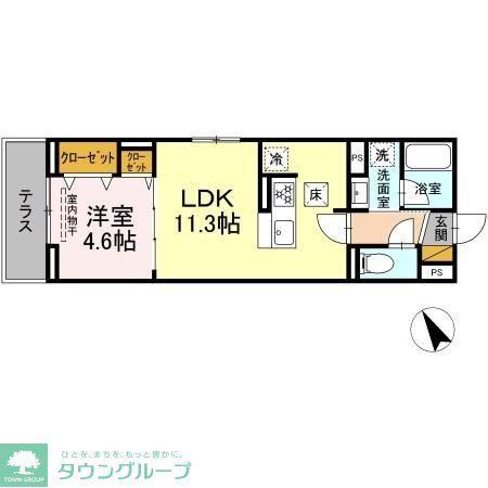 ディーラヴェニュー(1LDK/1階)の間取り写真