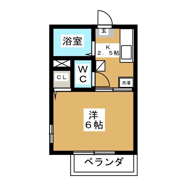 ハートピア北野(1K/2階)の間取り写真