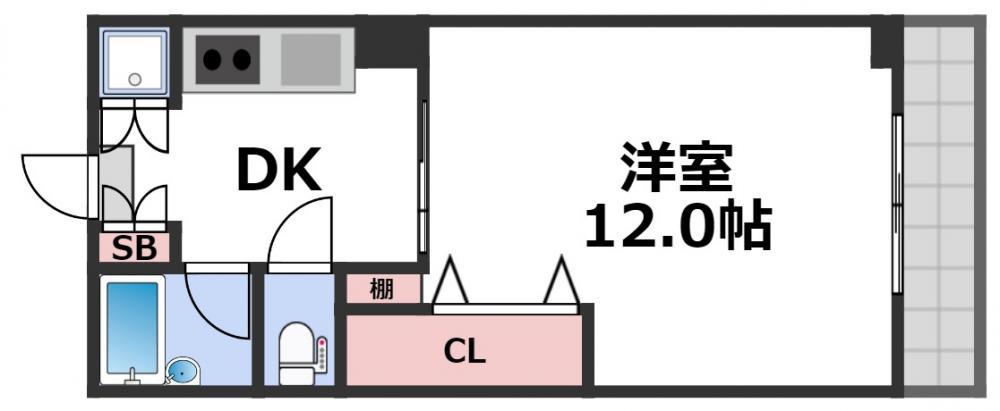 シティ中川(1DK/2階)の間取り写真