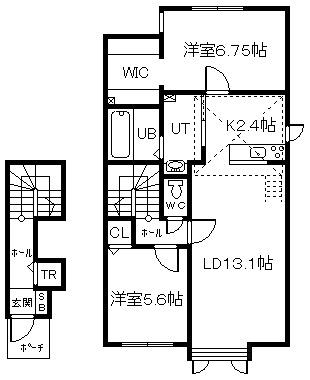 ソアラプレイスC(1LDK/2階)の間取り写真