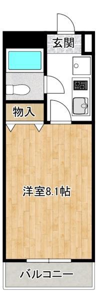 ダイアパレス甲府宮前(1K/1階)の間取り写真