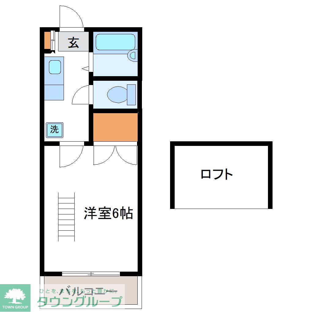 グリーンヒル向ヶ丘(1K/2階)の間取り写真