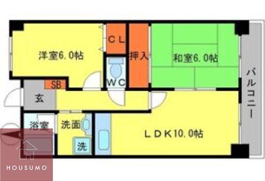 山田マンションビューテラス(2LDK/1階)の間取り写真