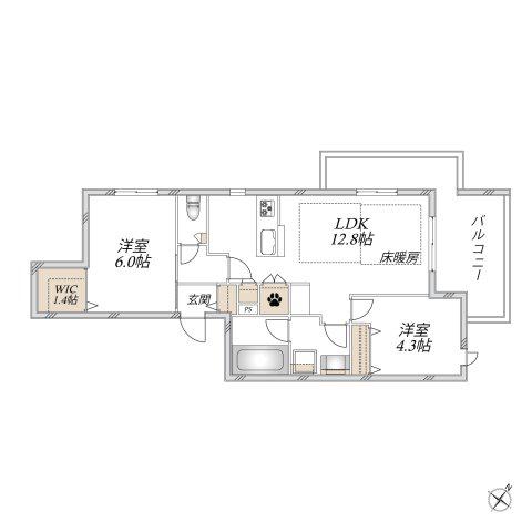 シャンテイル幡ヶ谷(2LDK/3階)の間取り写真