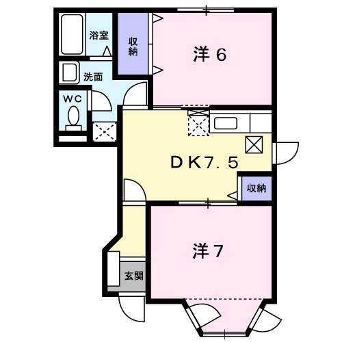 ベル・弐番館(2DK/1階)の間取り写真