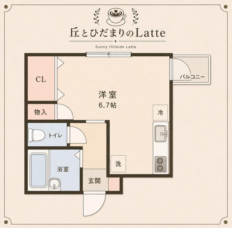 丘とひだまりのLATTE(ワンルーム/2階)の間取り写真
