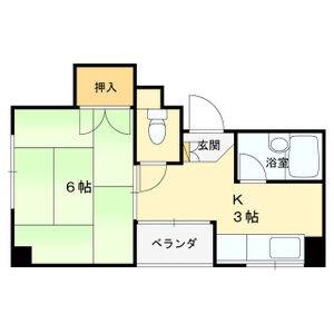 ホウエイフラット(1K/4階)の間取り写真