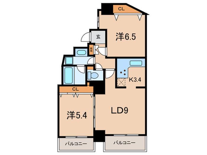 レジディア三軒茶屋II(2LDK/6階)の間取り写真