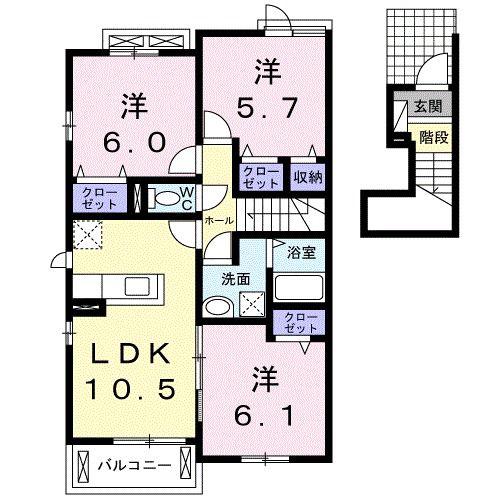 コッティメイA(3LDK/2階)の間取り写真