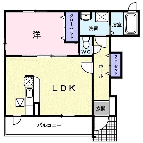 フラン グラース(1LDK/1階)の間取り写真