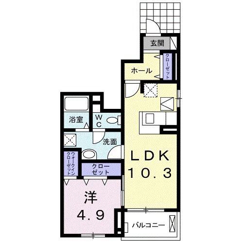 ローズタウン(1LDK/1階)の間取り写真