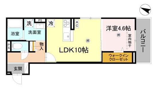 トリシアノーステラス(1LDK/2階)の間取り写真