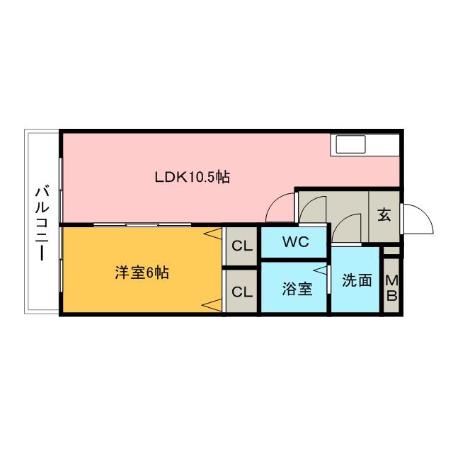 シーベルI(1LDK/4階)の間取り写真