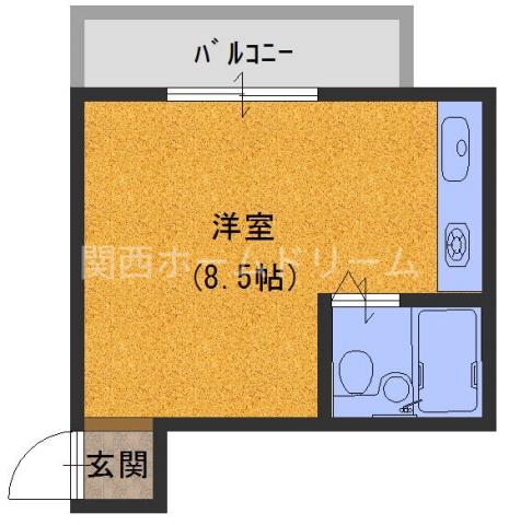 八坂ハイツ(ワンルーム/2階)の間取り写真