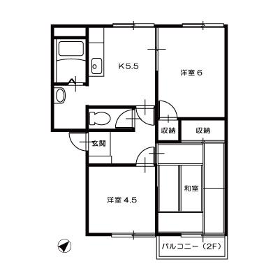 コーポ服部 A(3K/2階)の間取り写真