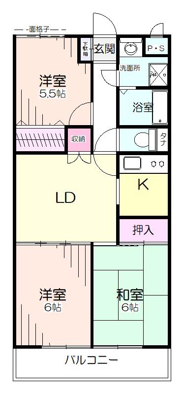 振栄ハイツV(3LDK/1階)の間取り写真