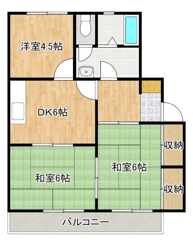 サンヒルズB(3DK/2階)の間取り写真
