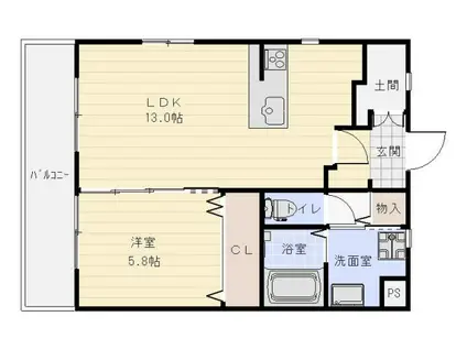 ベルラ曳馬(1LDK/2階)の間取り写真
