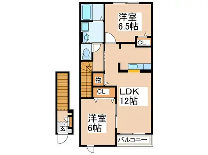 サンフラワーAB(2LDK/2階)の間取り写真