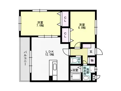 メゾン・ヴァイセローゼ(2LDK/1階)の間取り写真