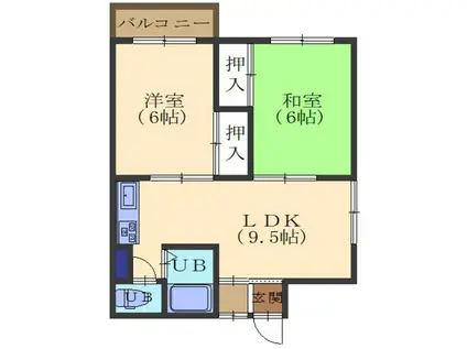 ホワイトハイツ D(2LDK/2階)の間取り写真