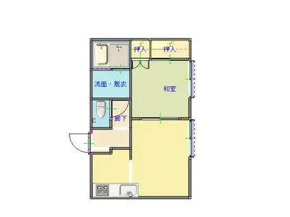 コーポ稲穂(1LDK/2階)の間取り写真